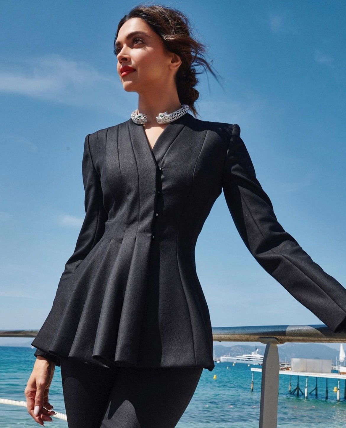 Deepika Padukone black pantsuit