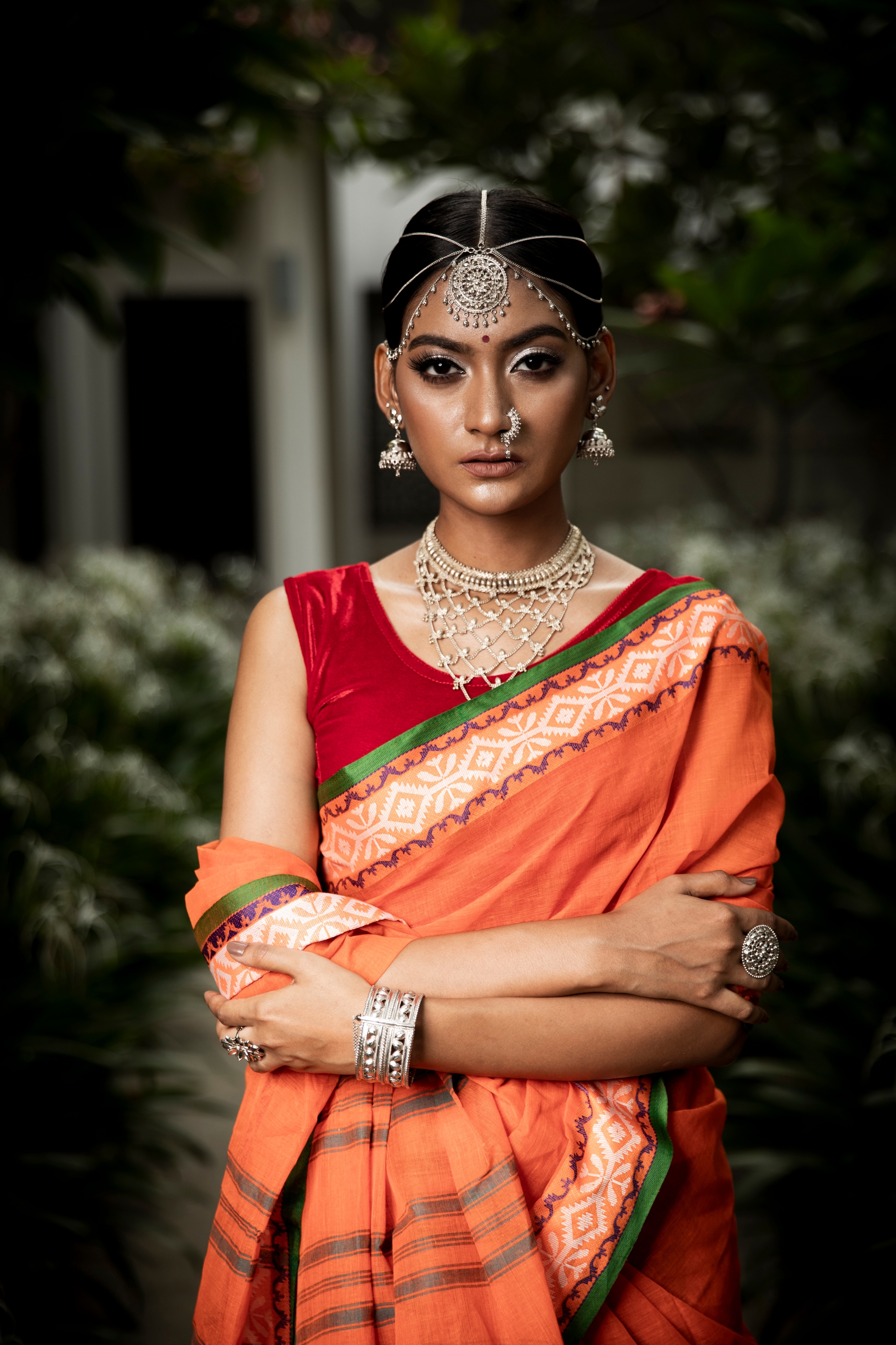Monsoon wedding bride bright orange