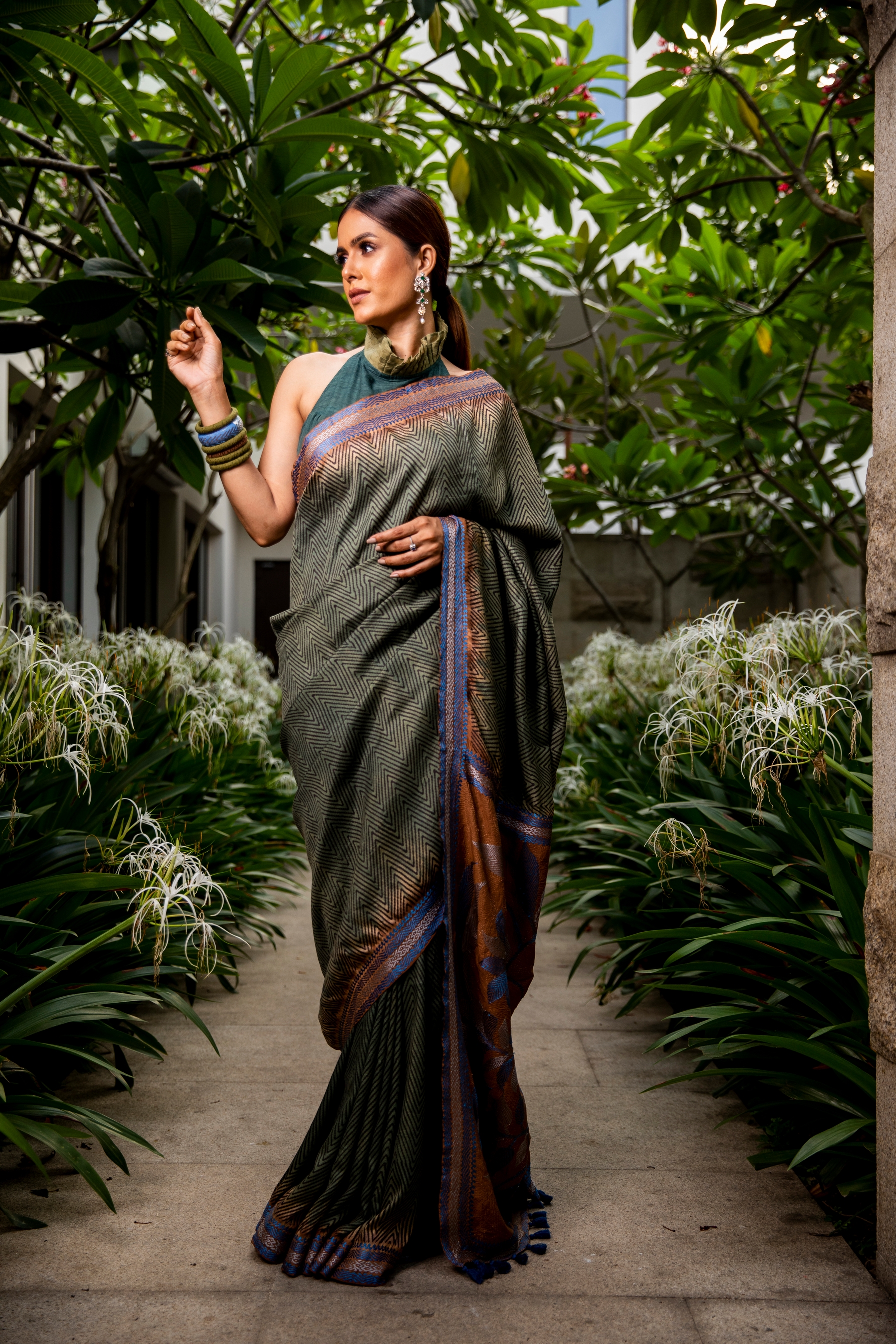 Saris Friendship Colours of the Chars patterned sari