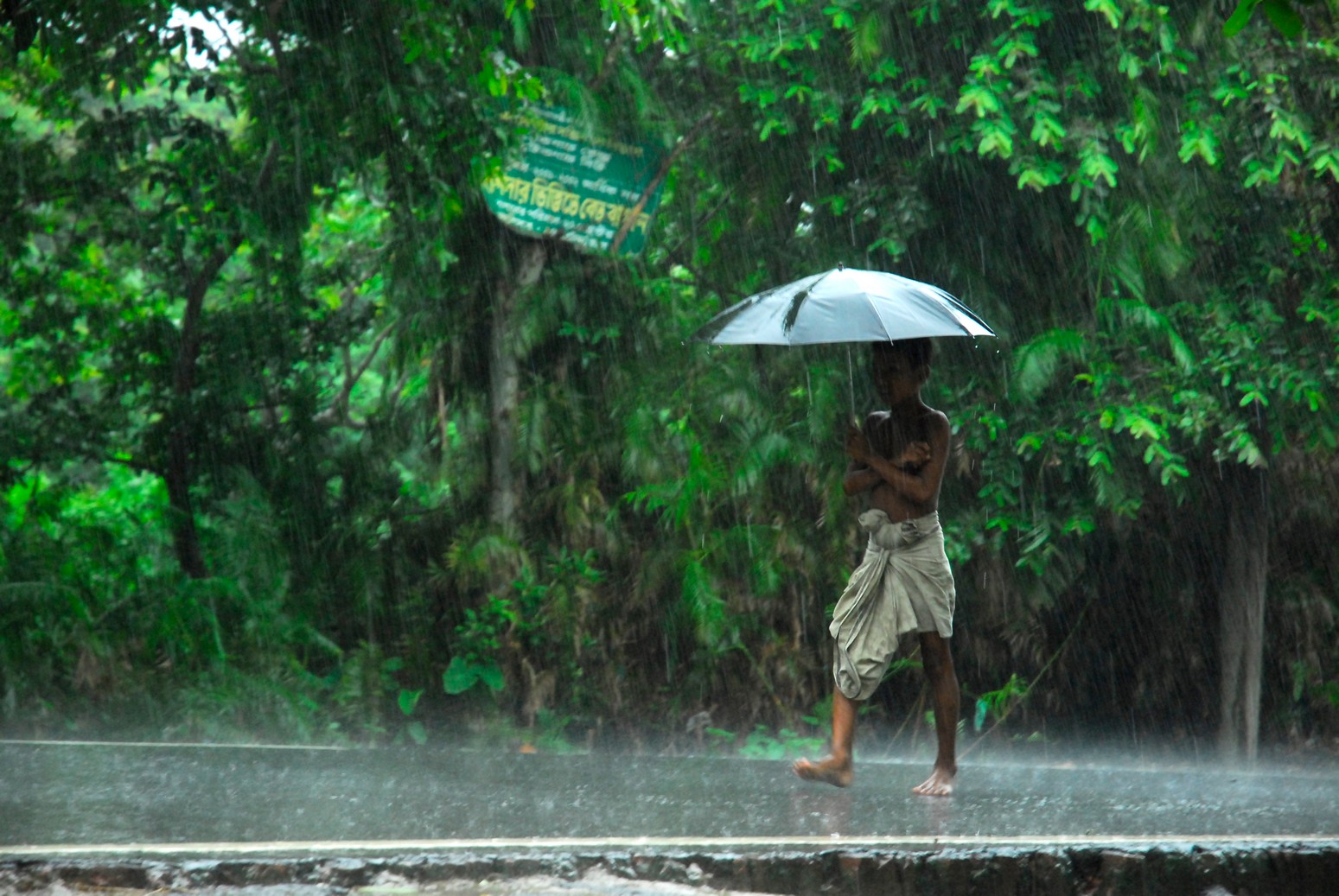 walking in the rain
