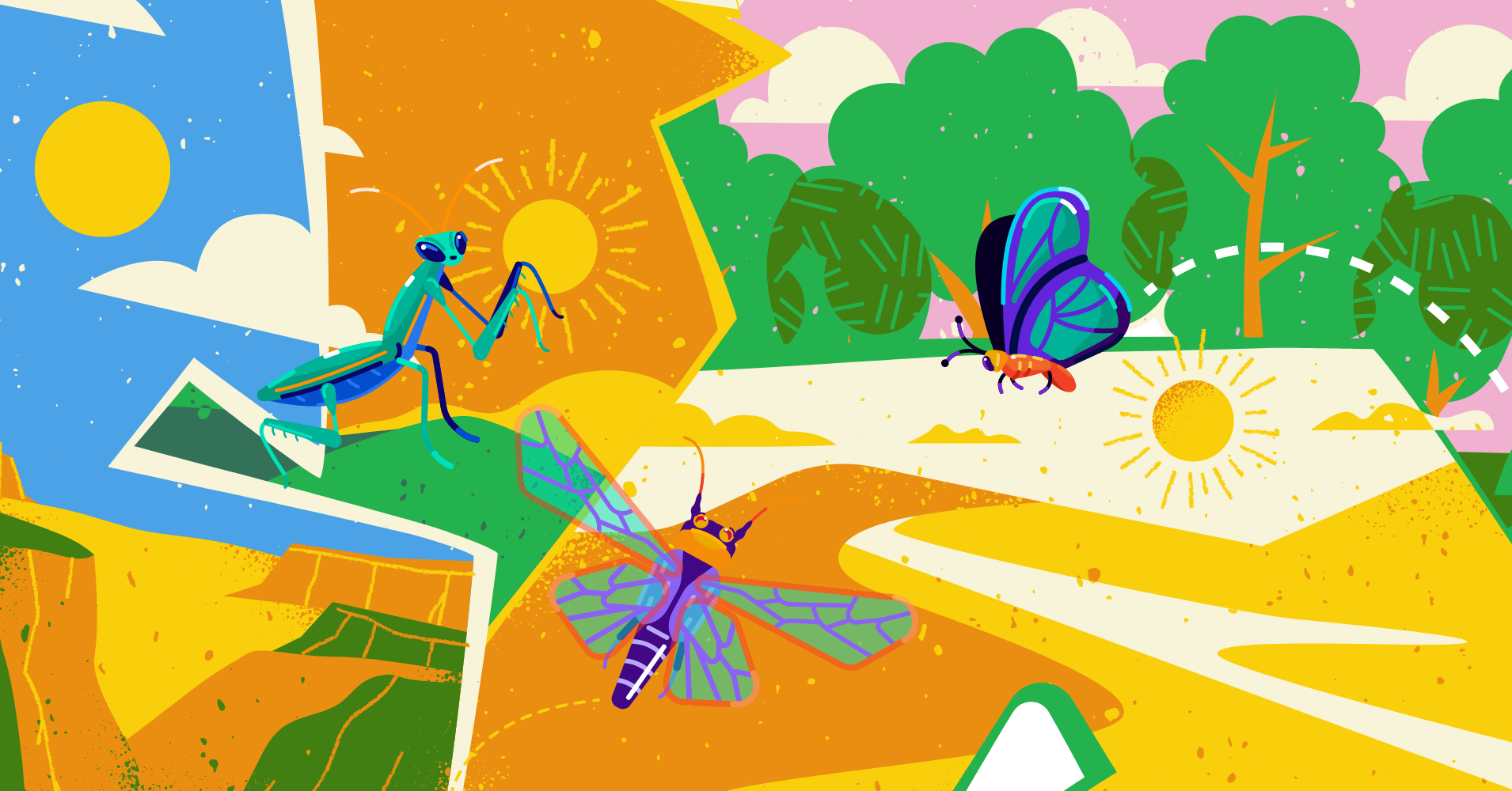 Leafhopper under the vast purple sky