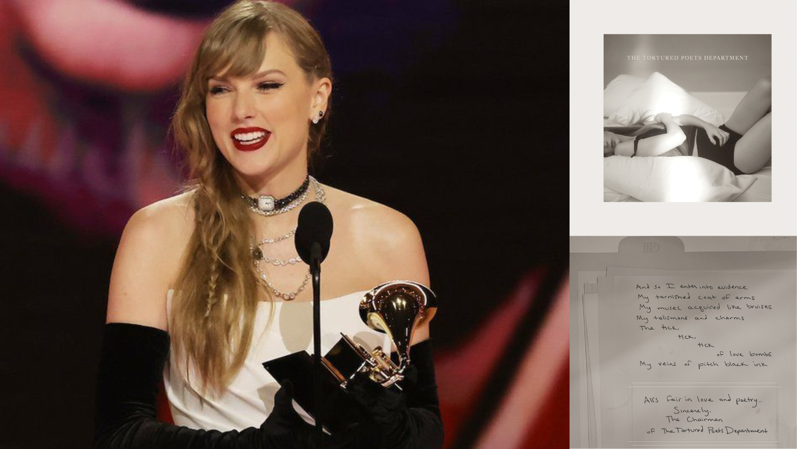 Taylor Swift announces surprise album during Grammy acceptance speech  