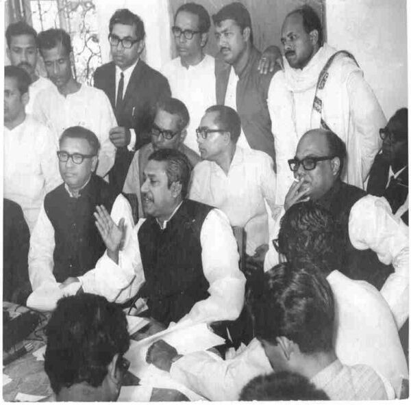 Tajuddin Ahmad with Bangabandhu and AL leaders