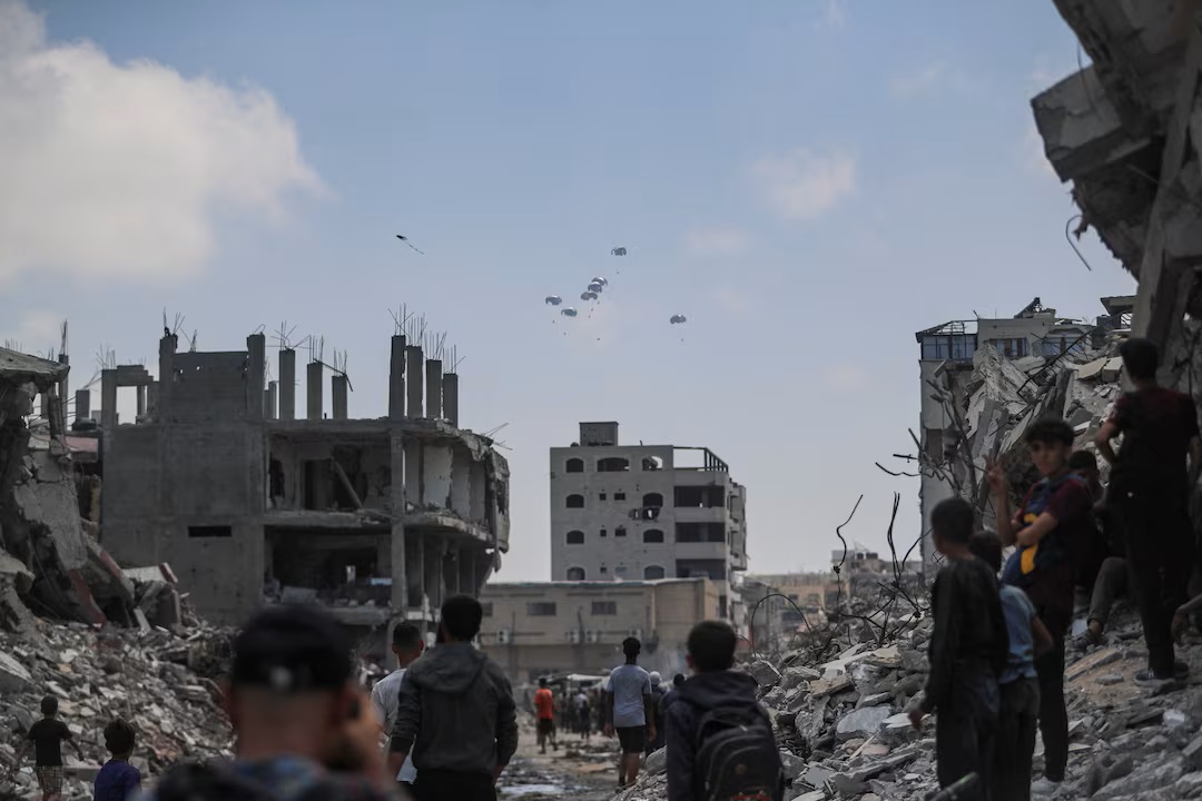 Aid being dropped in Gaza