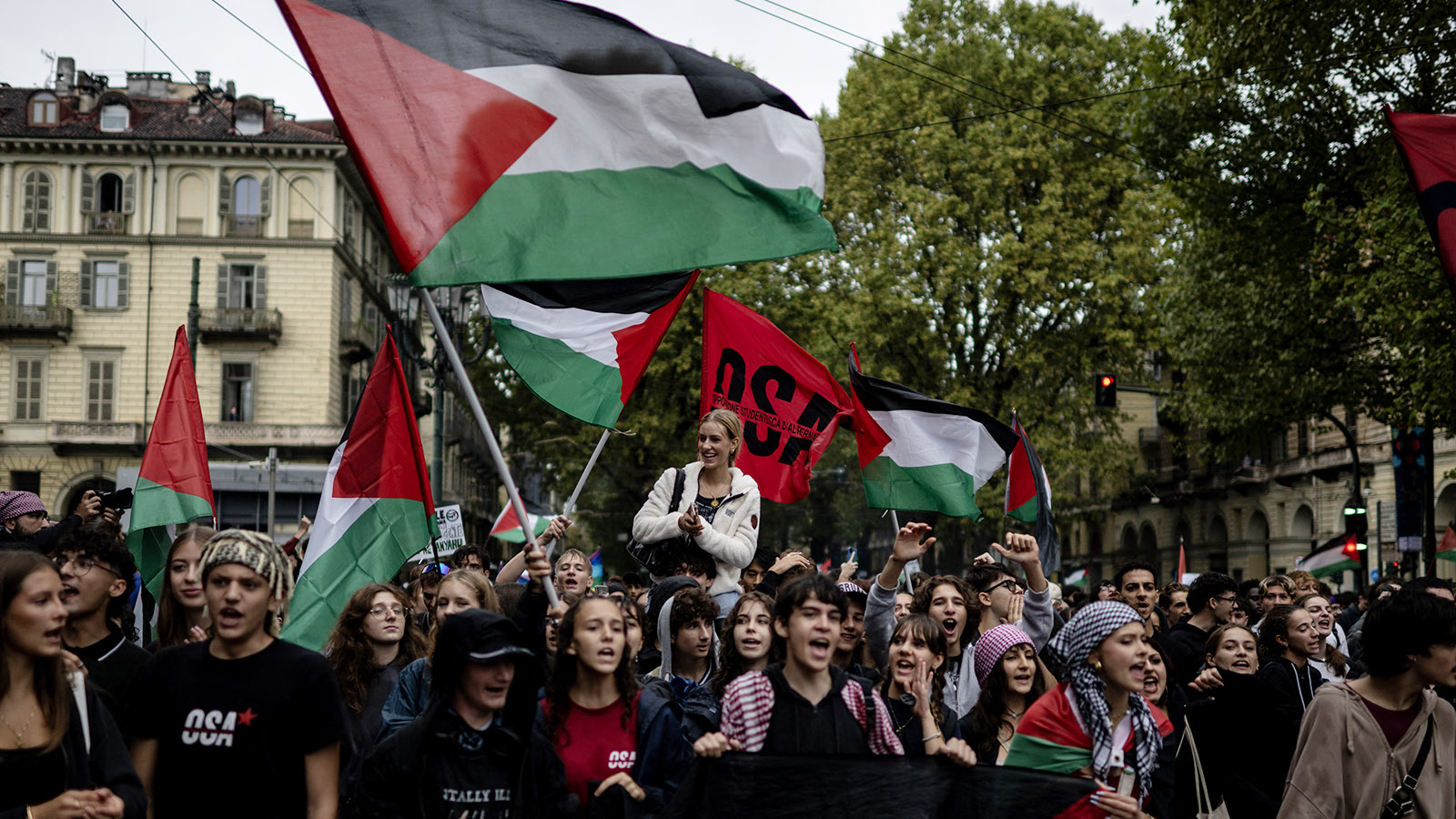 Pro-Palestinian  protesters fight cops  in Milan, block ports