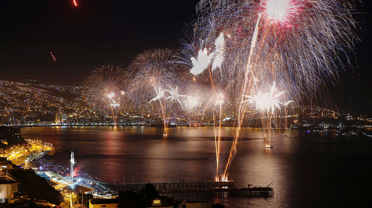 Welcoming Moments of Happy New Year 2018 in Chile