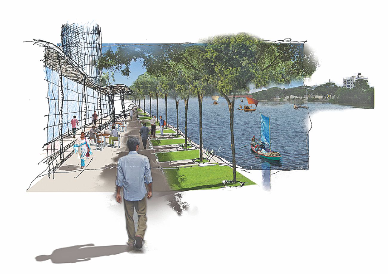 A riverfront walk