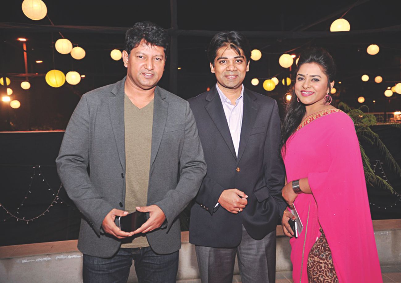 Mahfuz Ahmed, Jitu Ahsan and Jyotika Jyoti strike a pose for the
