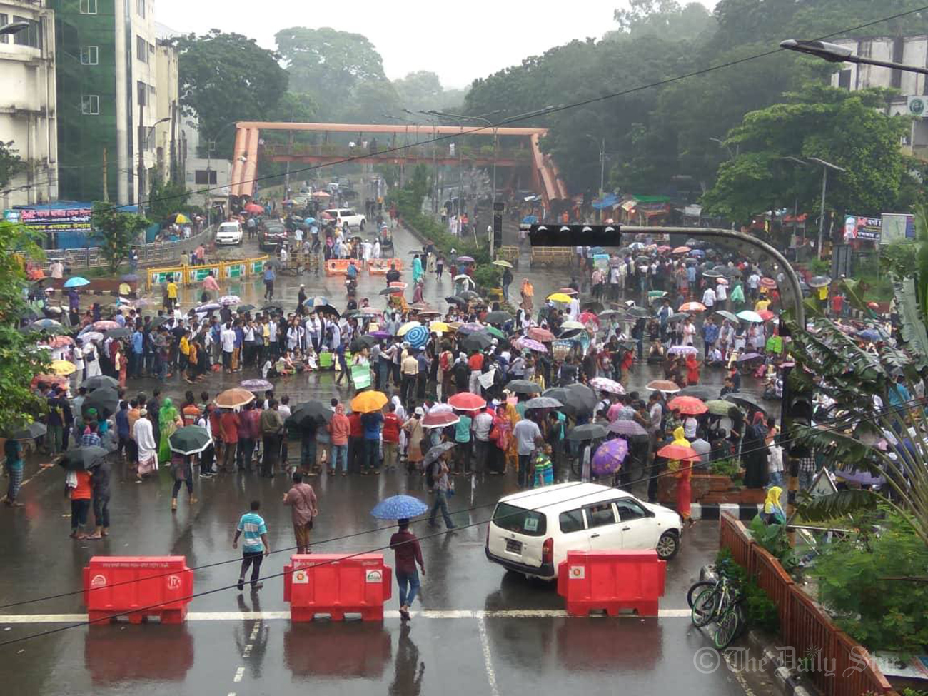 Student demo for safe road