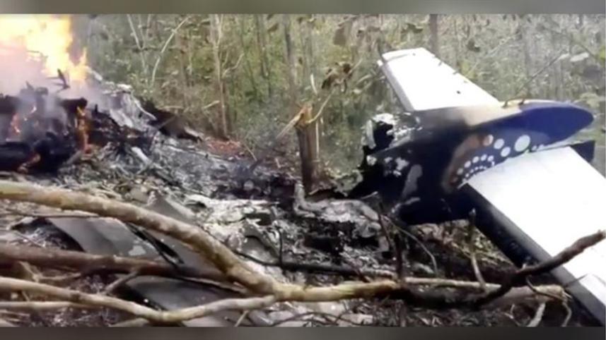 Wreckage in flames after a plane crash Wreckage in flames after a plane crash