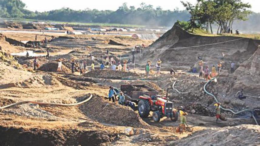 Illegal stone extraction