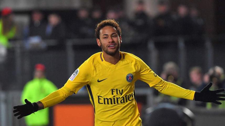 Brazilian forward Neymar celebrates