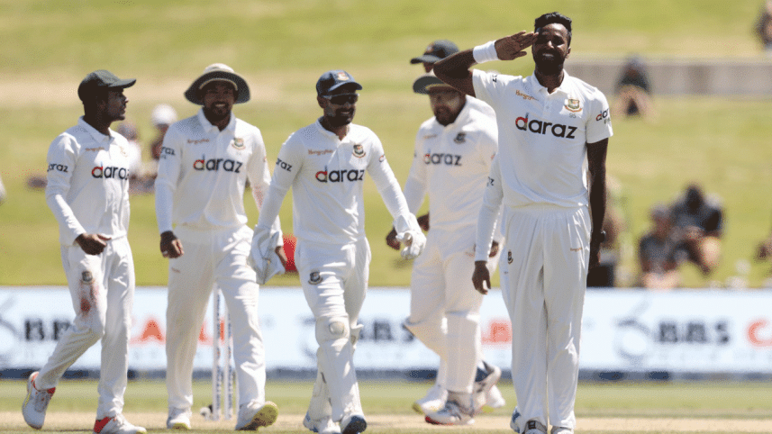Bangladesh team during the historic Mt. Maunganui Test against New Zealand
