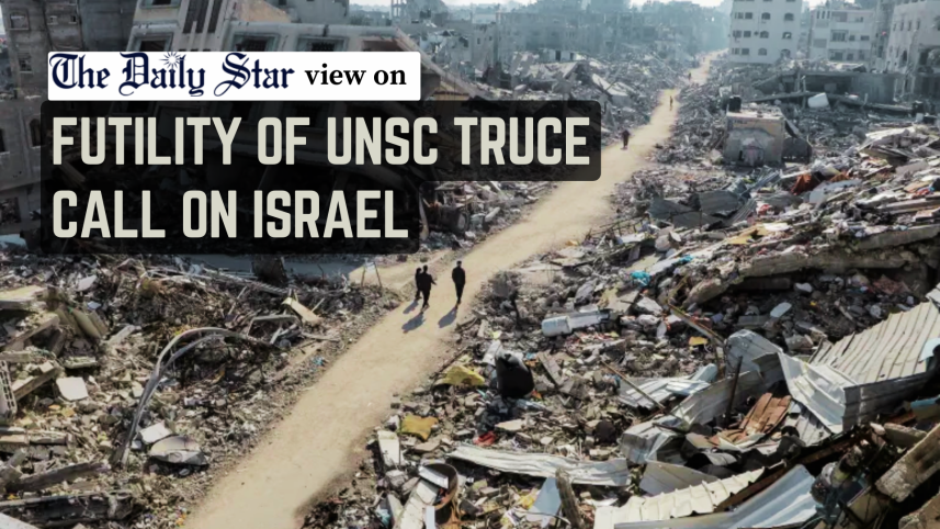 futility of unsc call for ceasefire to israel