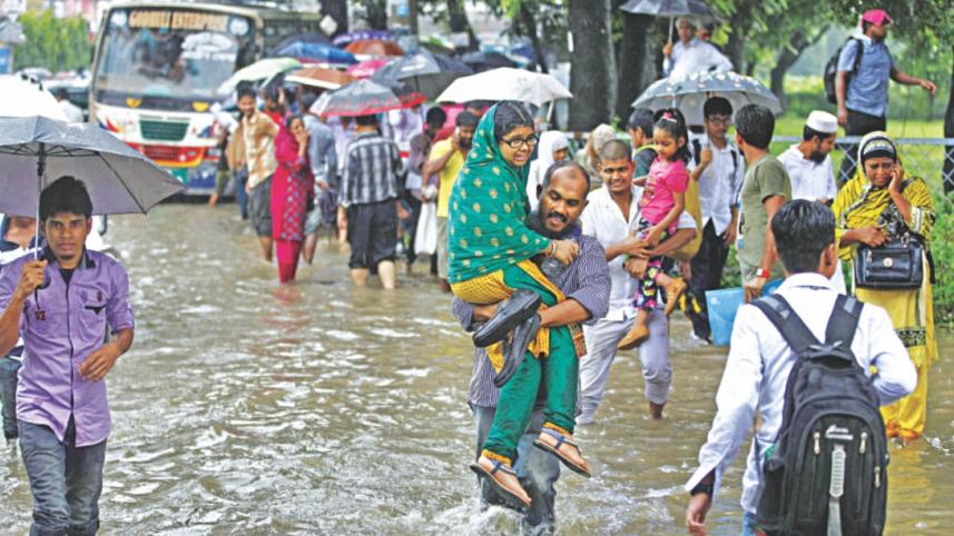 waterlogging in Dhaka