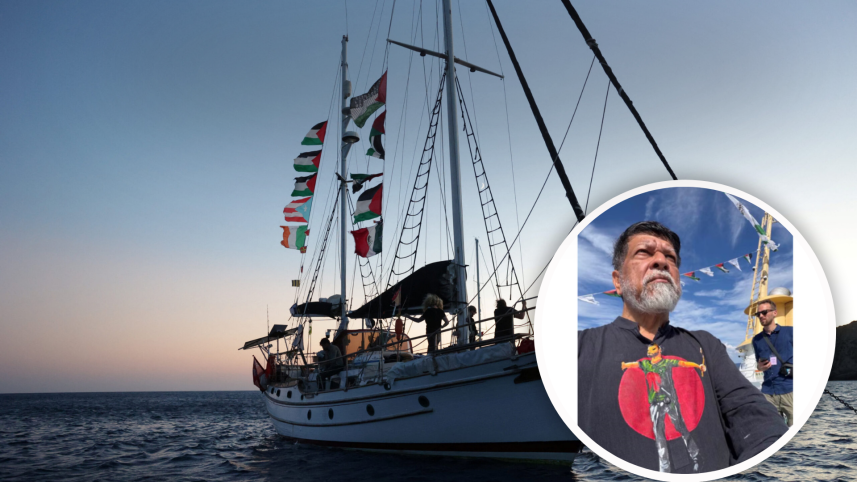 Shahidul Alam sails for Gaza waving Bangladesh flag and hope Shahidul Alam sails for Gaza waving Bangladesh flag and hope