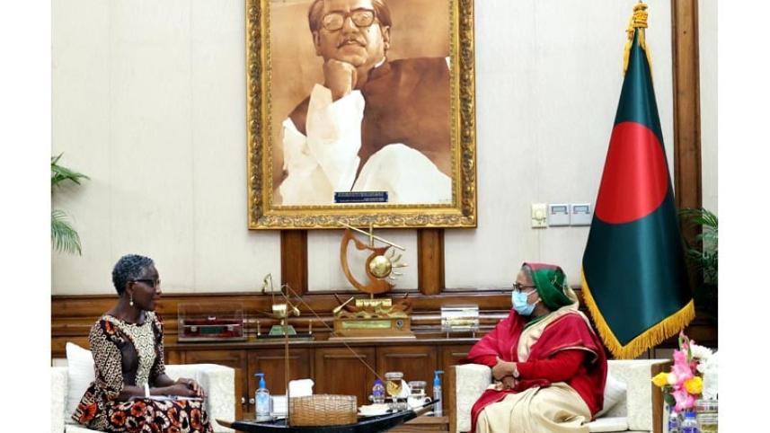 IMF Deputy Managing Director Antoinette Monsio Sayeh and PM Sheikh Hasina