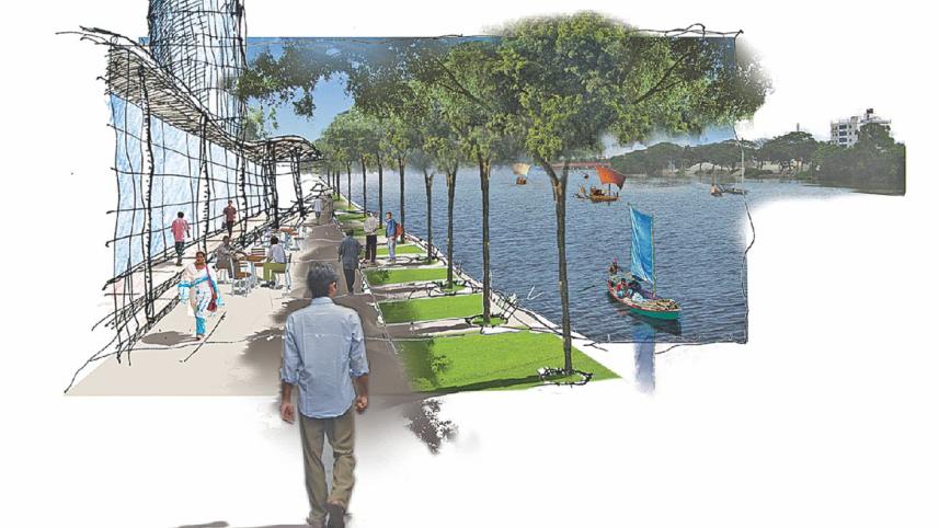 A riverfront walk