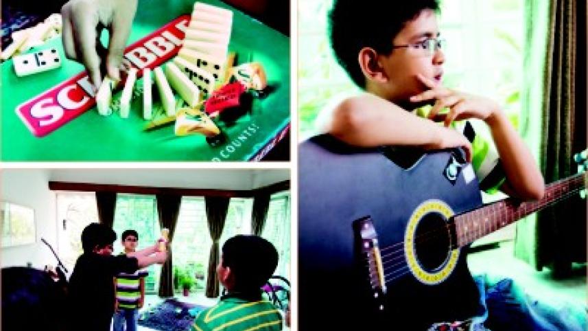 Children playing Scrabble