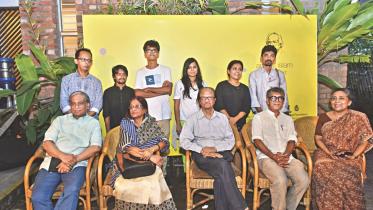 Artists with organisers at the award ceremony.