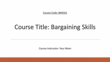Bargaining skills