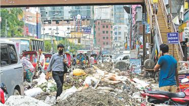 Garbage littered road