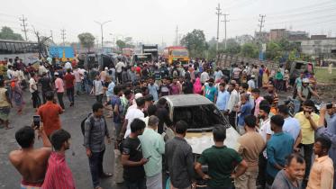 Traffic was disrupted following the accident. 