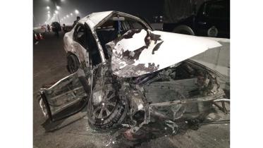 bus car collision elevated expressway