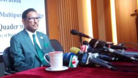 Awami League General Secretary Obaidul Quader addressing the journalists