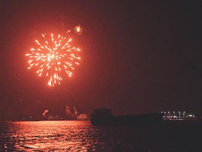 fireworks light up the sky