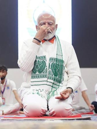 Narendra Modi performing yoga